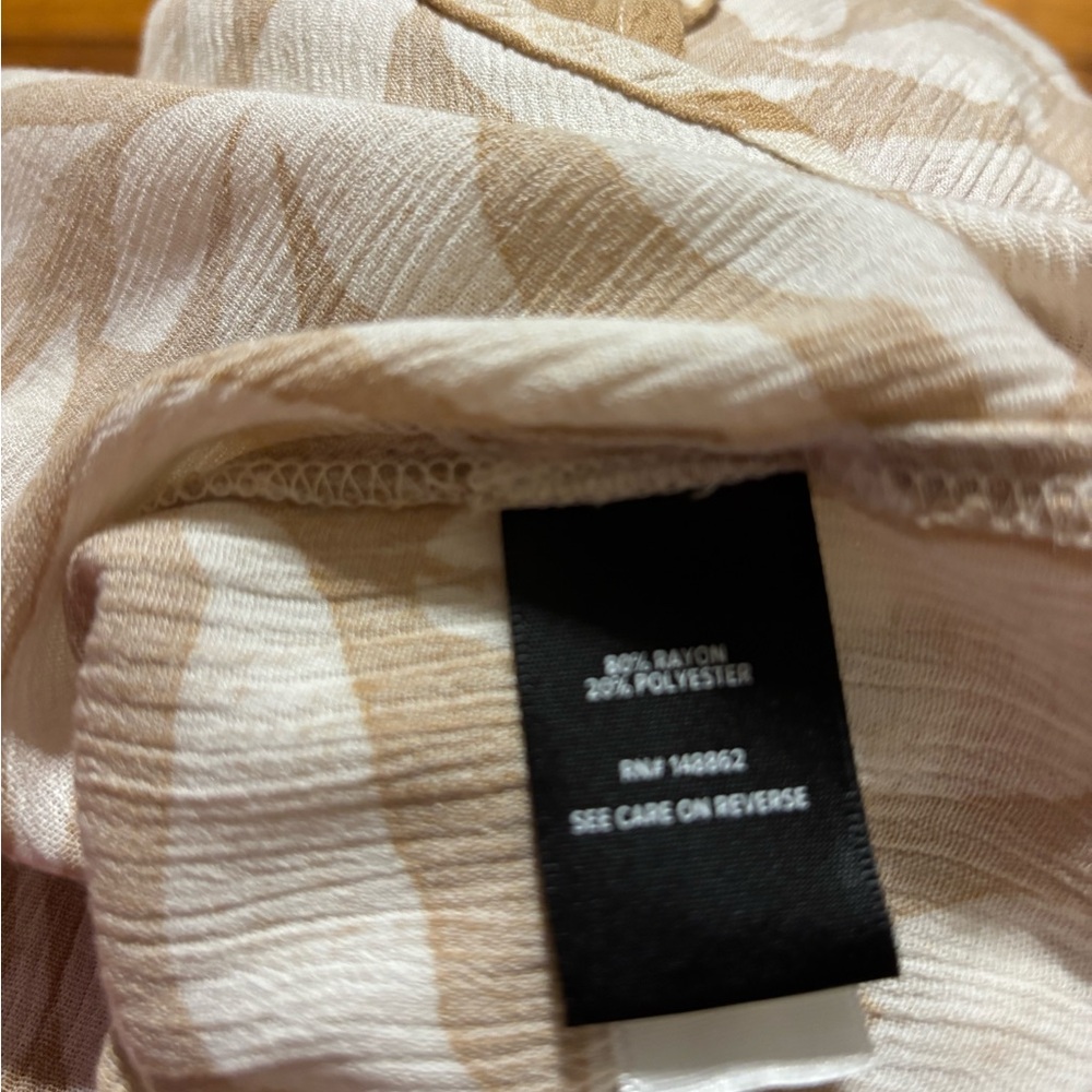 Torrid Beige Leaf Pattern Button-Down Shirt - image 3